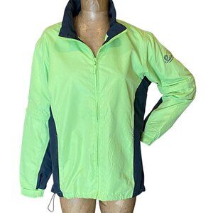 The Weather Co Women's Full Zip & Zip Off Sleeve Logo Golf Jacket M Green 319K